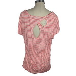 Calvin Klein Womens Performance Dry Striped T-Shirt Size 2X Pink Orange White